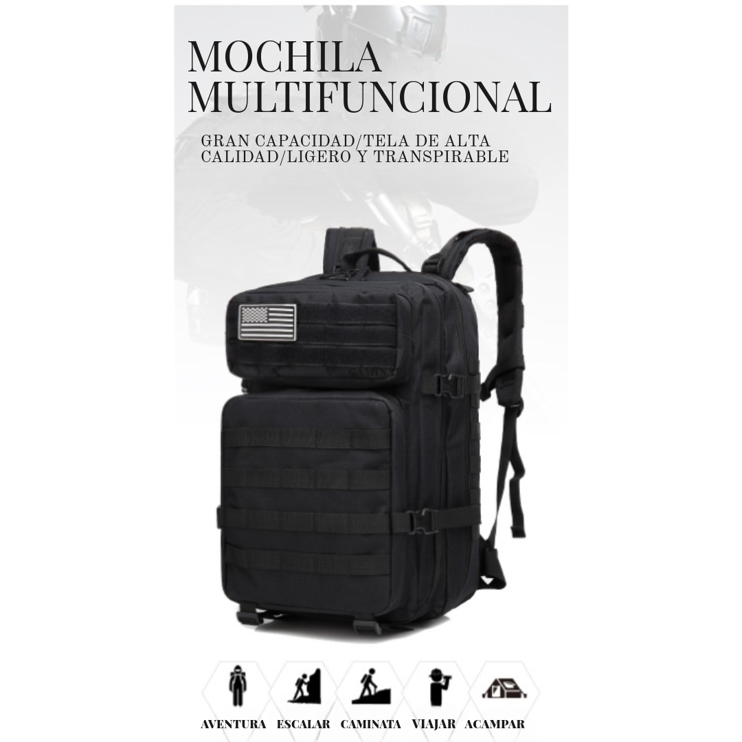 Mochila Táctica de Senderismo 45L Oxford 900D para Camping y Outdoor