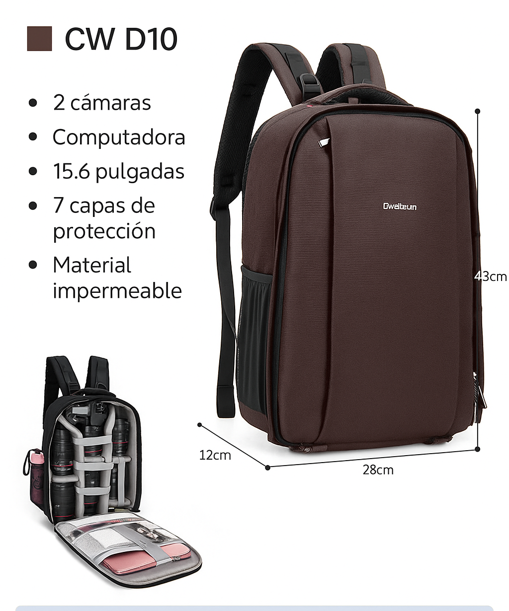 Mochila Profesional para Cámara Fotográfica - Resistente al Agua